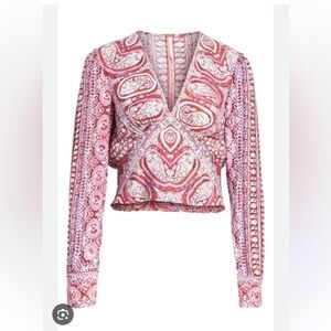 Free People Pattern Long Sleeve Crop Top